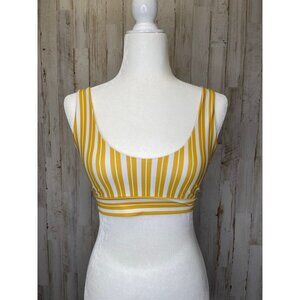 Small yellow and white striped bathing suit top